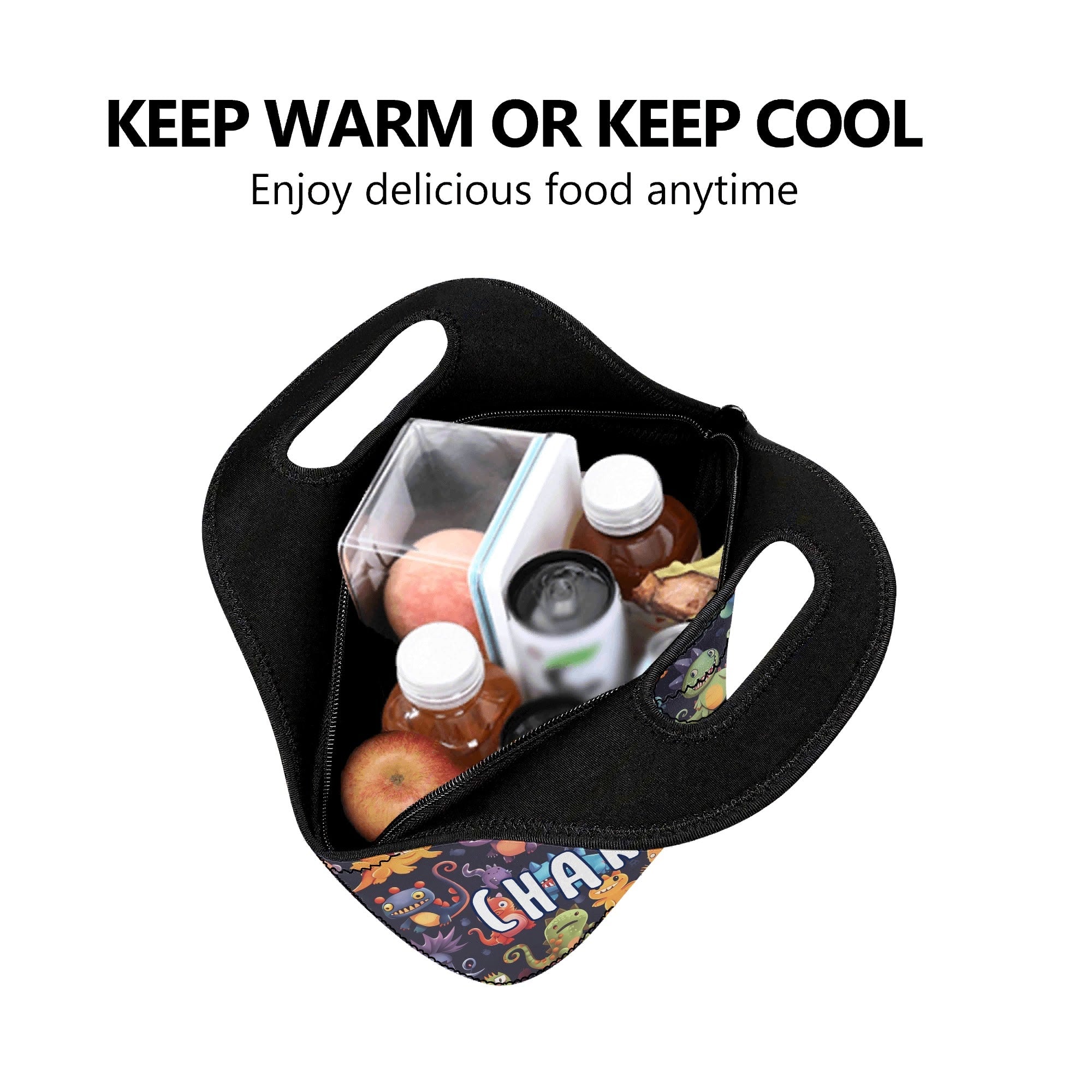 Personalised - Monster Mania - Neoprene Lunch Bag Personalised Neoprene Lunch Bags Printed Offshore Sci Fi