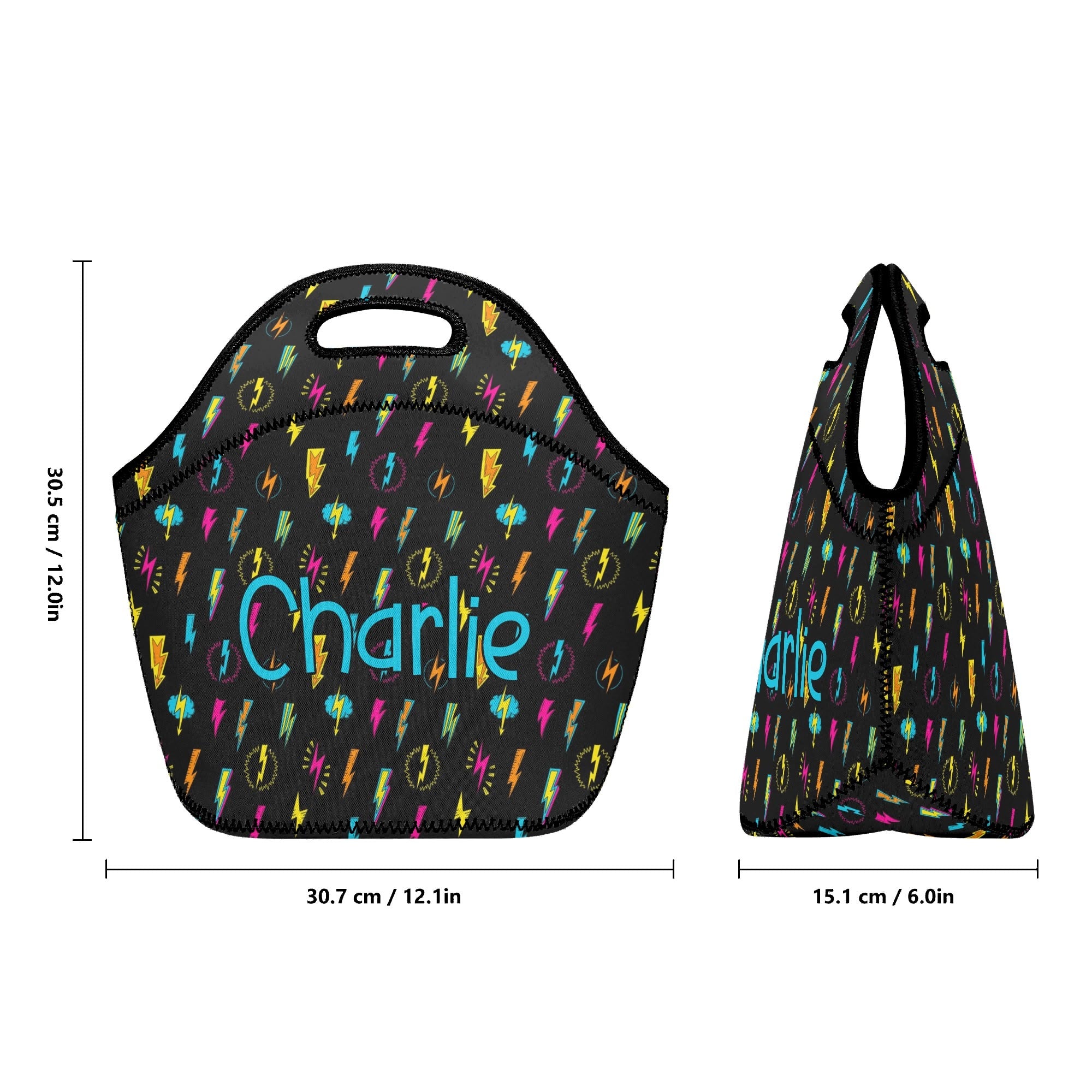 Personalised - Fun Lightning, Comic - Neoprene Lunch Bag Personalised Neoprene Lunch Bags comic Printed Offshore