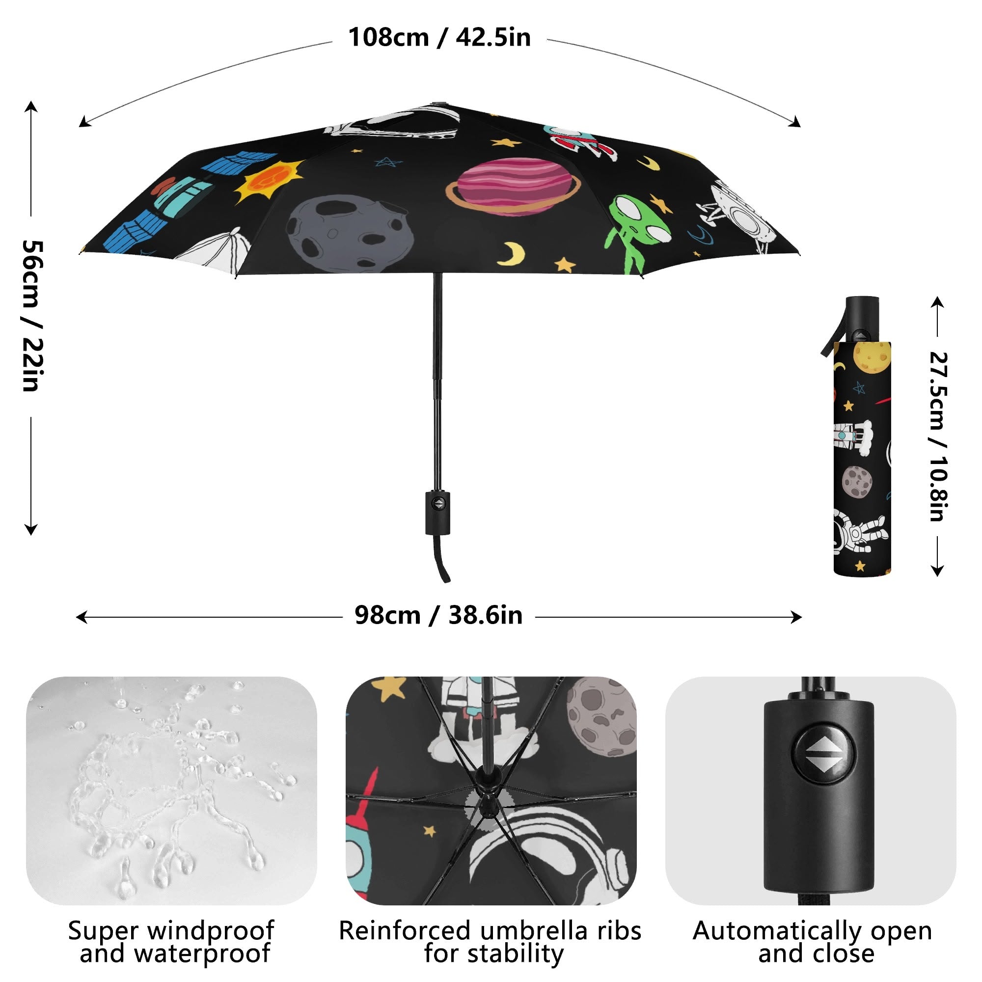 Fun Space Compact Automatic Umbrella Compact Automatic Umbrella Printed Offshore Space