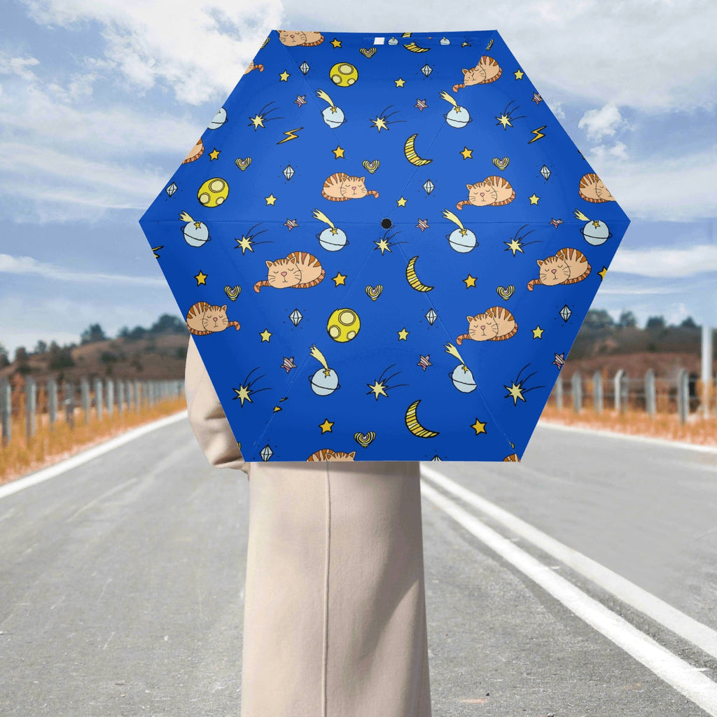 Cats In Space Compact Automatic Umbrella Compact Automatic Umbrella animal Printed Offshore Space