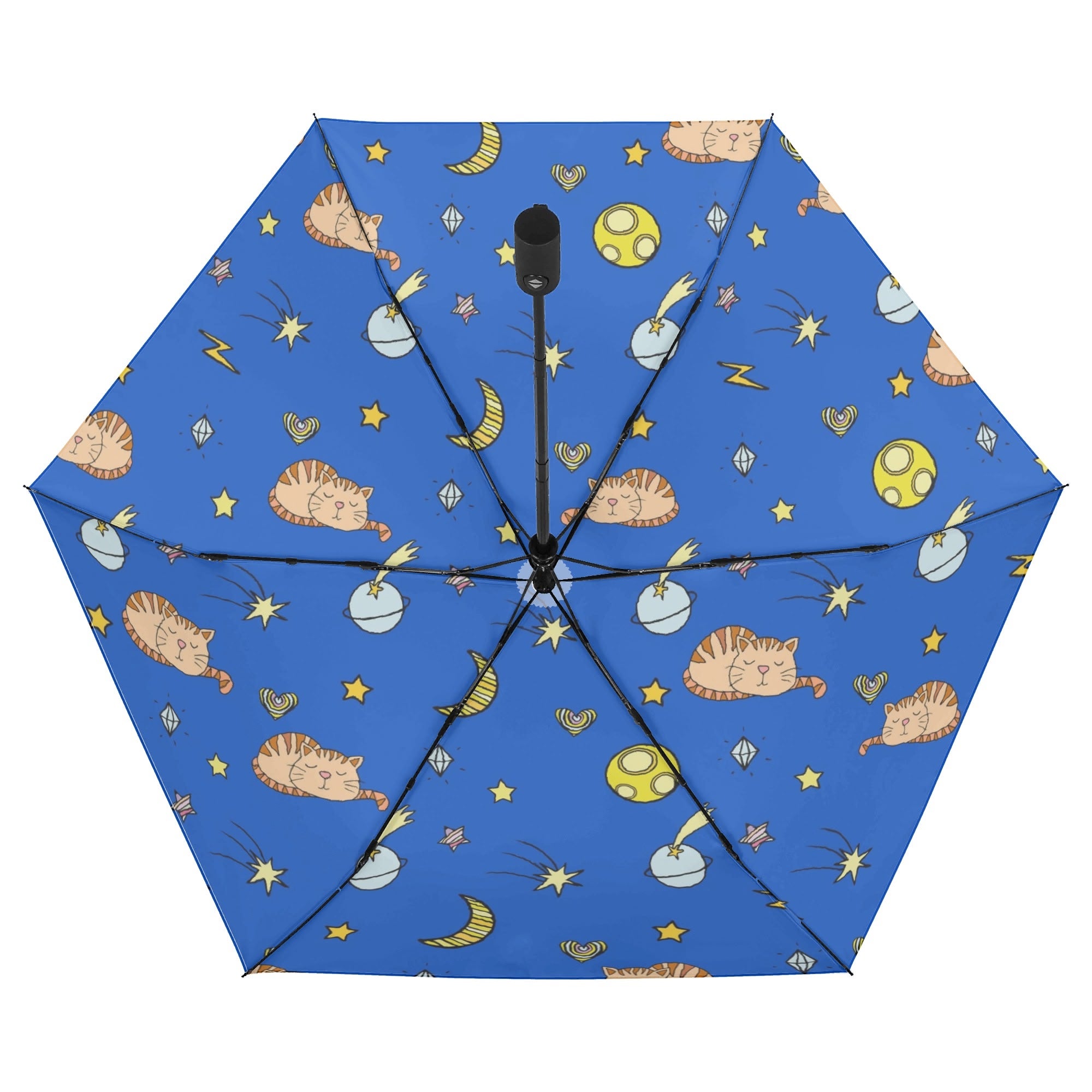 Cats In Space Compact Automatic Umbrella Compact Automatic Umbrella animal Printed Offshore Space