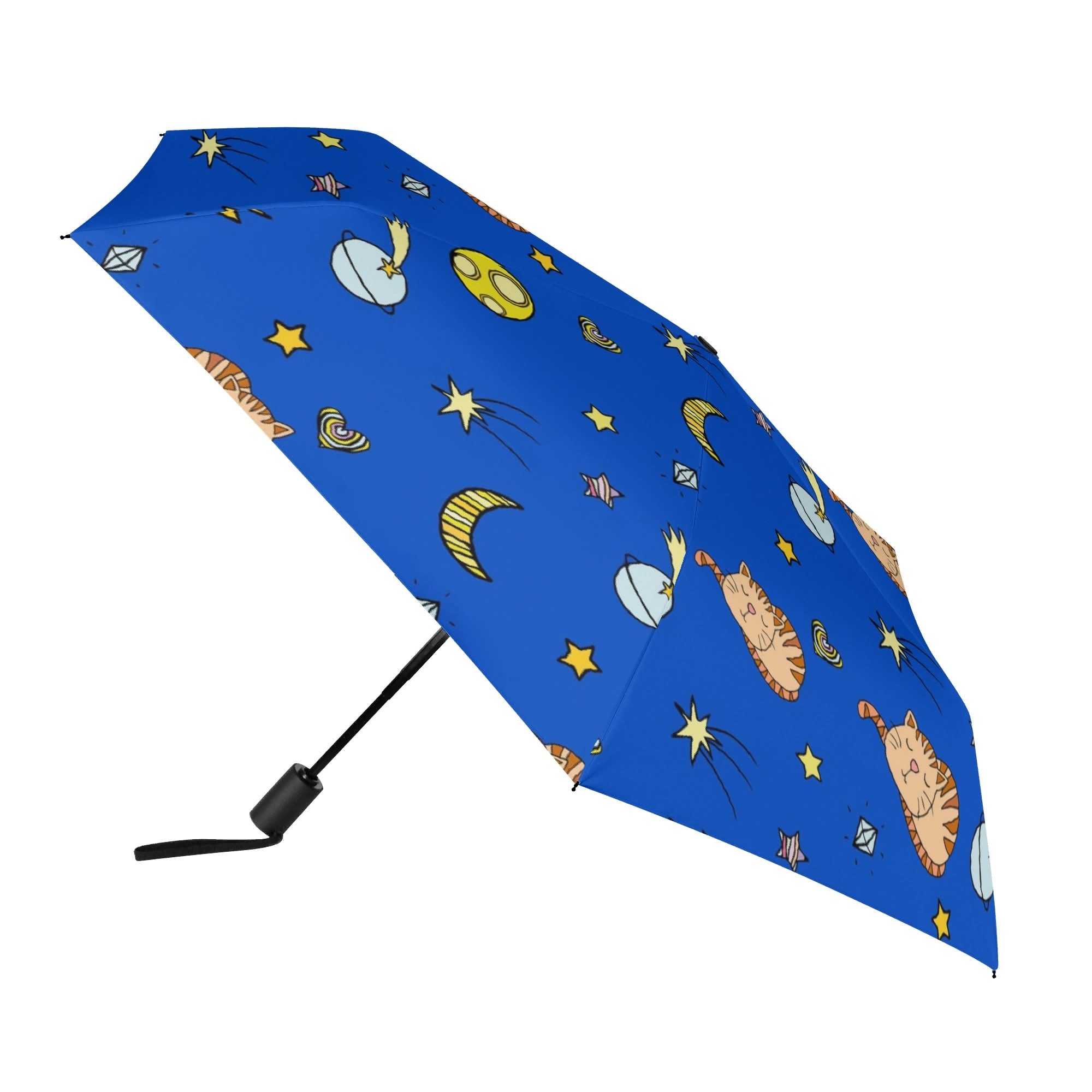 Cats In Space Compact Automatic Umbrella Compact Automatic Umbrella animal Printed Offshore Space
