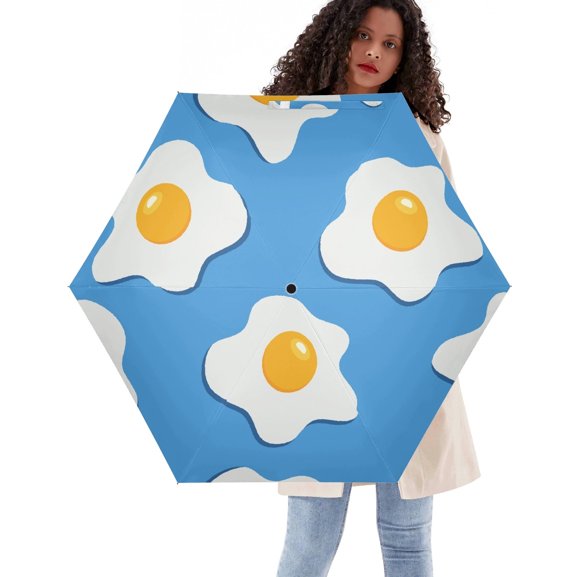 Fried Eggs Compact Automatic Umbrella Default Title Compact Automatic Umbrella Food Printed Offshore