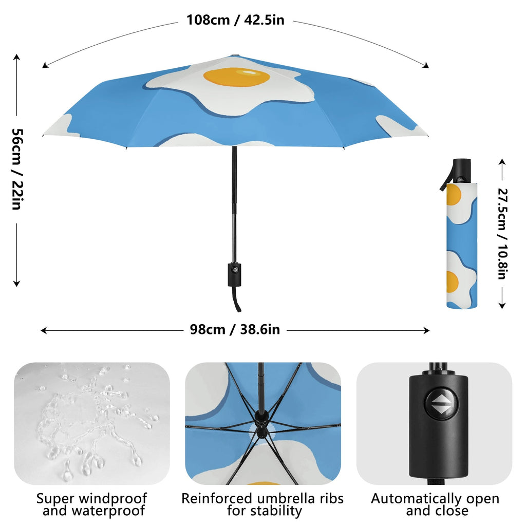 Fried Eggs Compact Automatic Umbrella Compact Automatic Umbrella Food Printed Offshore