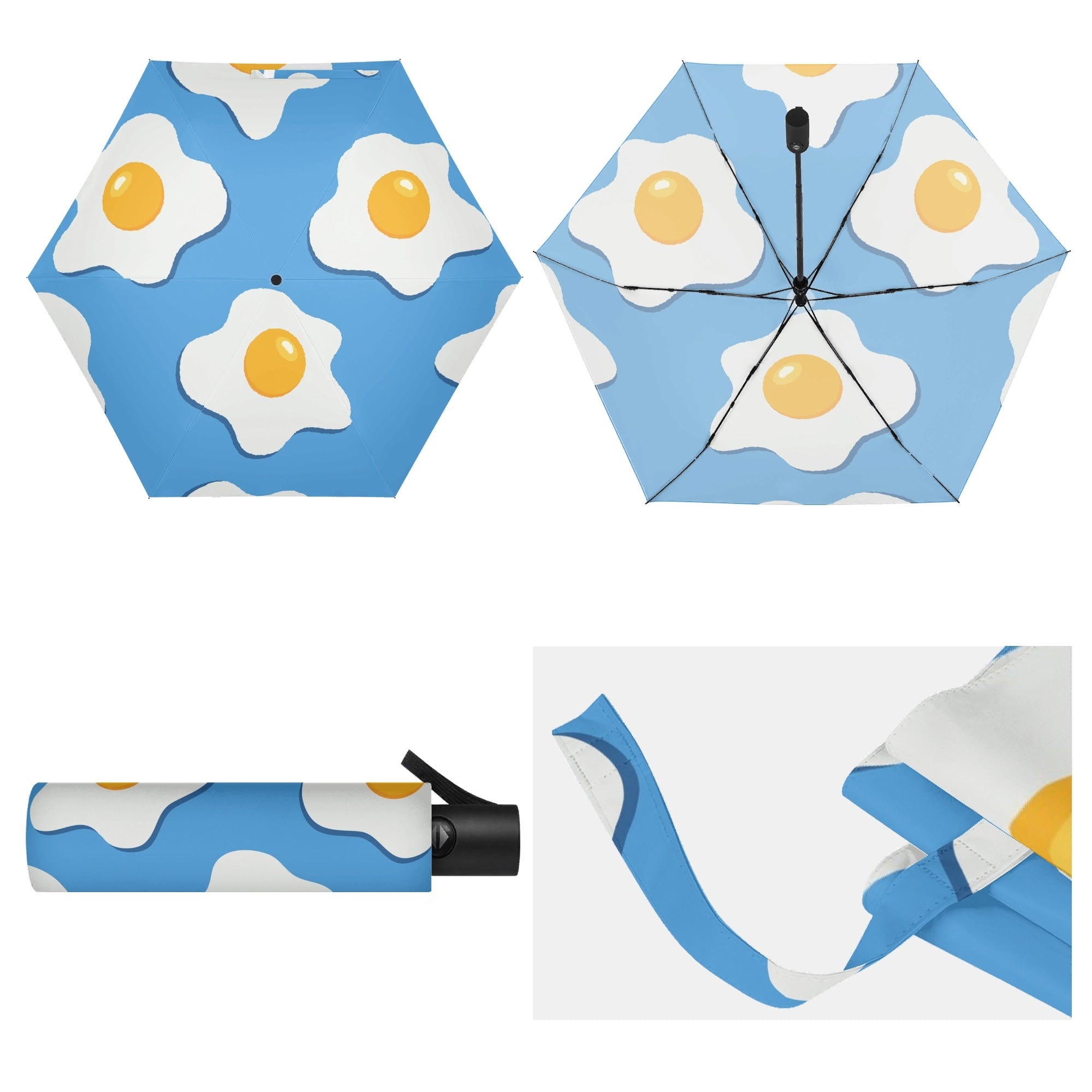 Fried Eggs Compact Automatic Umbrella Compact Automatic Umbrella Food Printed Offshore
