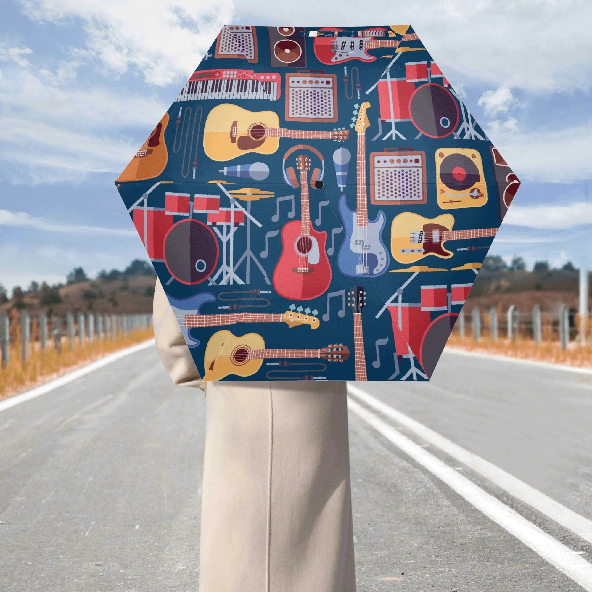 Music Instruments Compact Automatic Umbrella Compact Automatic Umbrella Music Printed Offshore