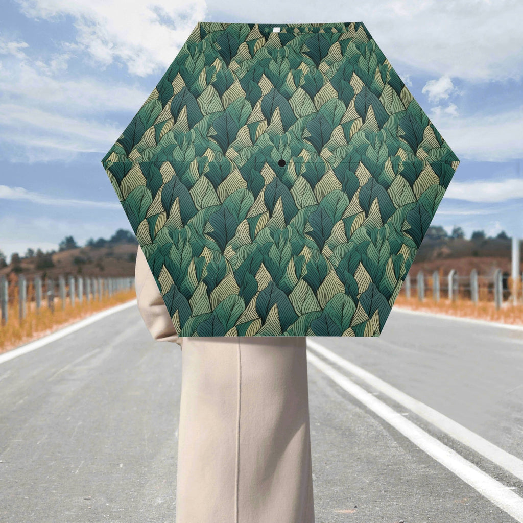 Leaf Pattern Compact Automatic Umbrella Compact Automatic Umbrella Plants Printed Offshore