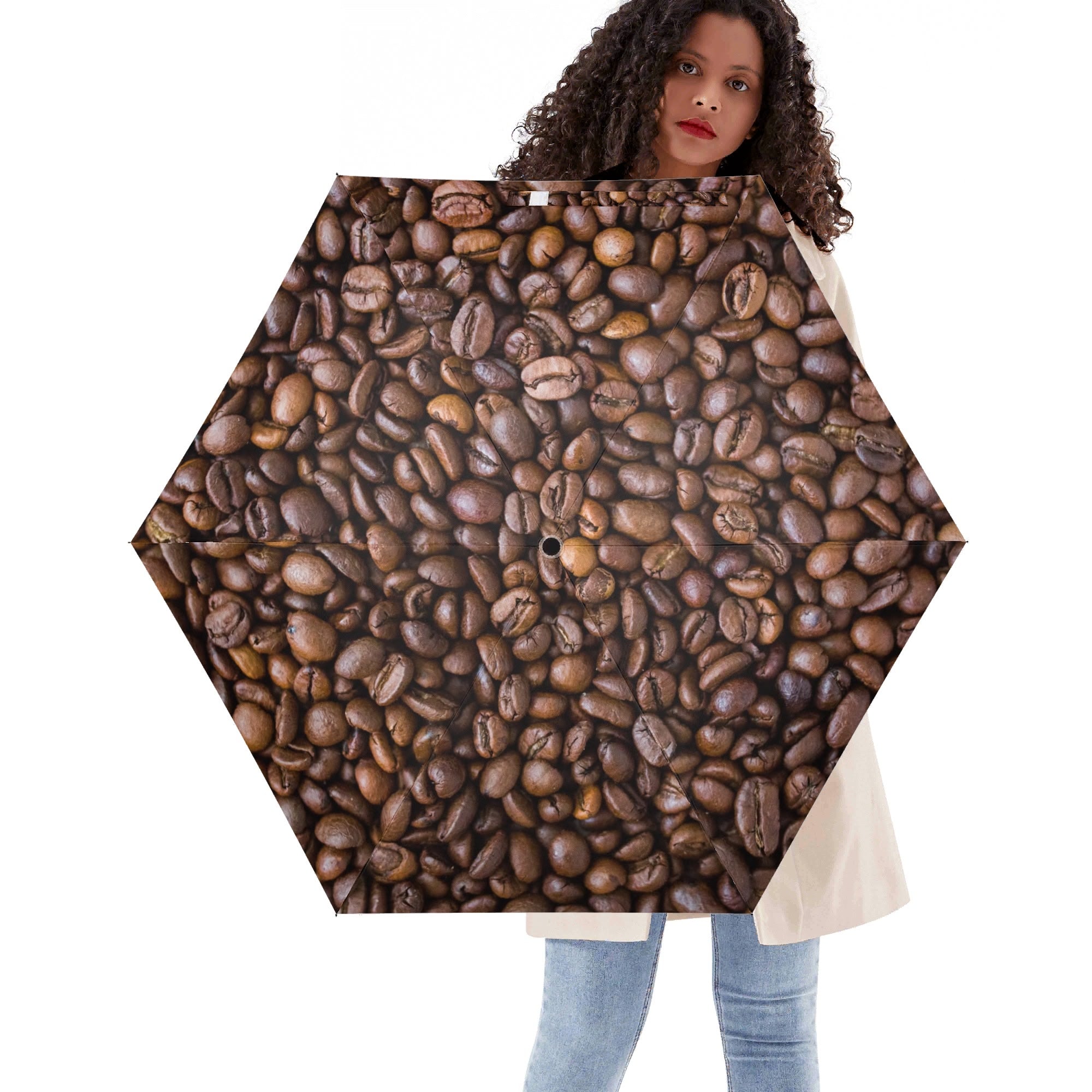 Coffee Beans Compact Automatic Umbrella Default Title Compact Automatic Umbrella Coffee Printed Offshore