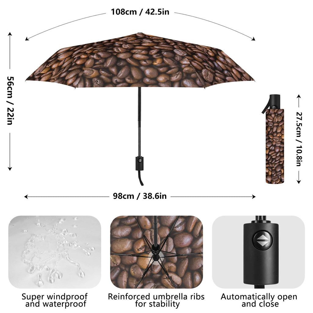 Coffee Beans Compact Automatic Umbrella Compact Automatic Umbrella Coffee Printed Offshore