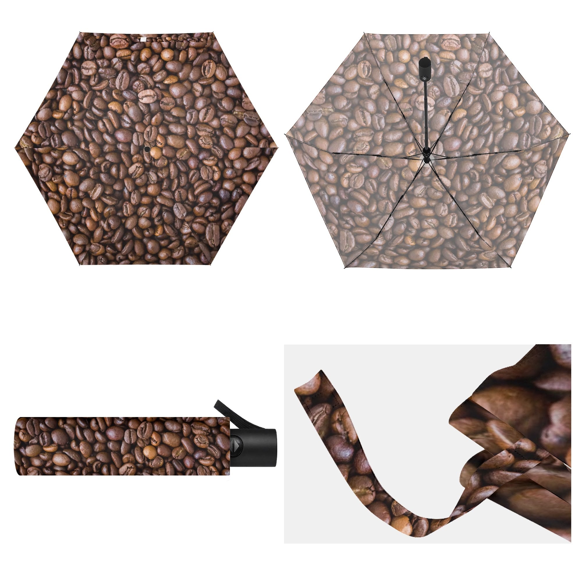 Coffee Beans Compact Automatic Umbrella Compact Automatic Umbrella Coffee Printed Offshore