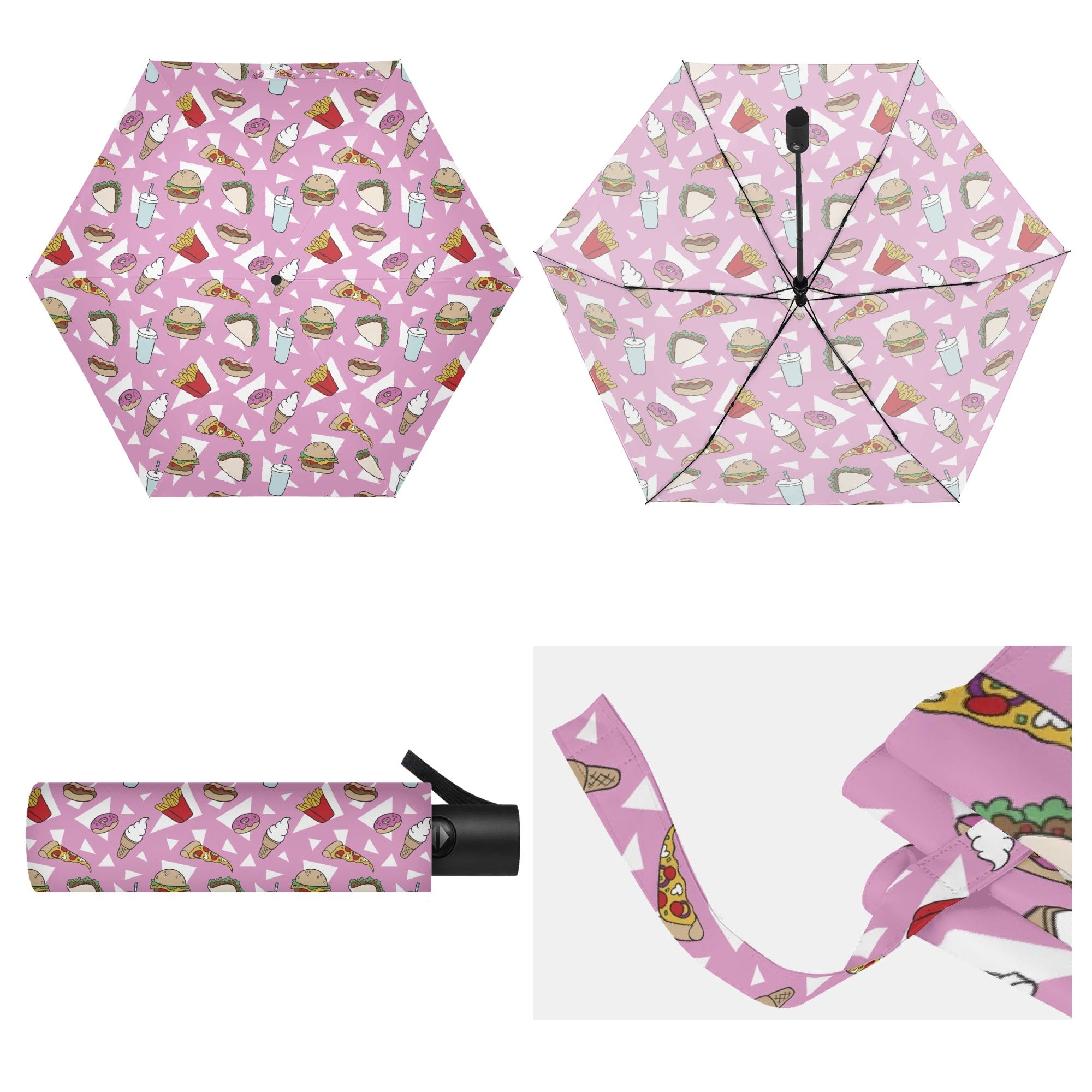 Fast Food Compact Automatic Umbrella Compact Automatic Umbrella Food Printed Offshore