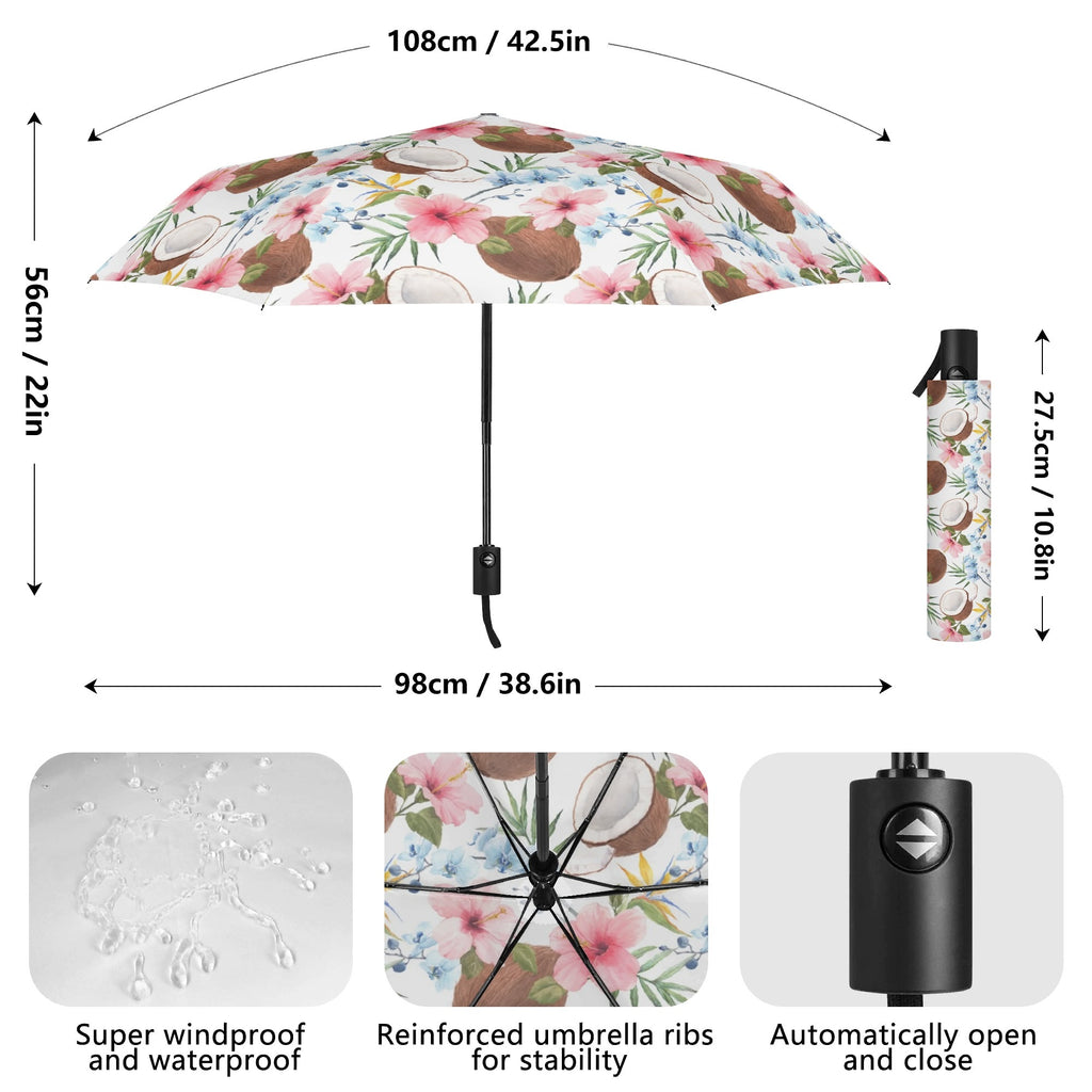 Coconuts Compact Automatic Umbrella Compact Automatic Umbrella Food Printed Offshore