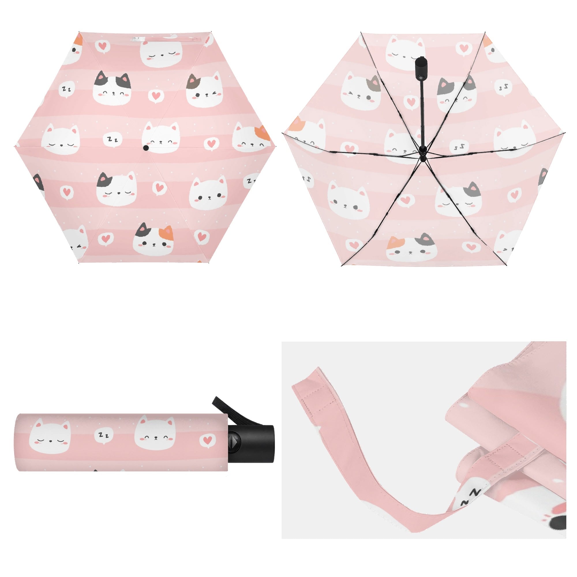 Pink Cats Compact Automatic Umbrella Compact Automatic Umbrella animal Printed Offshore