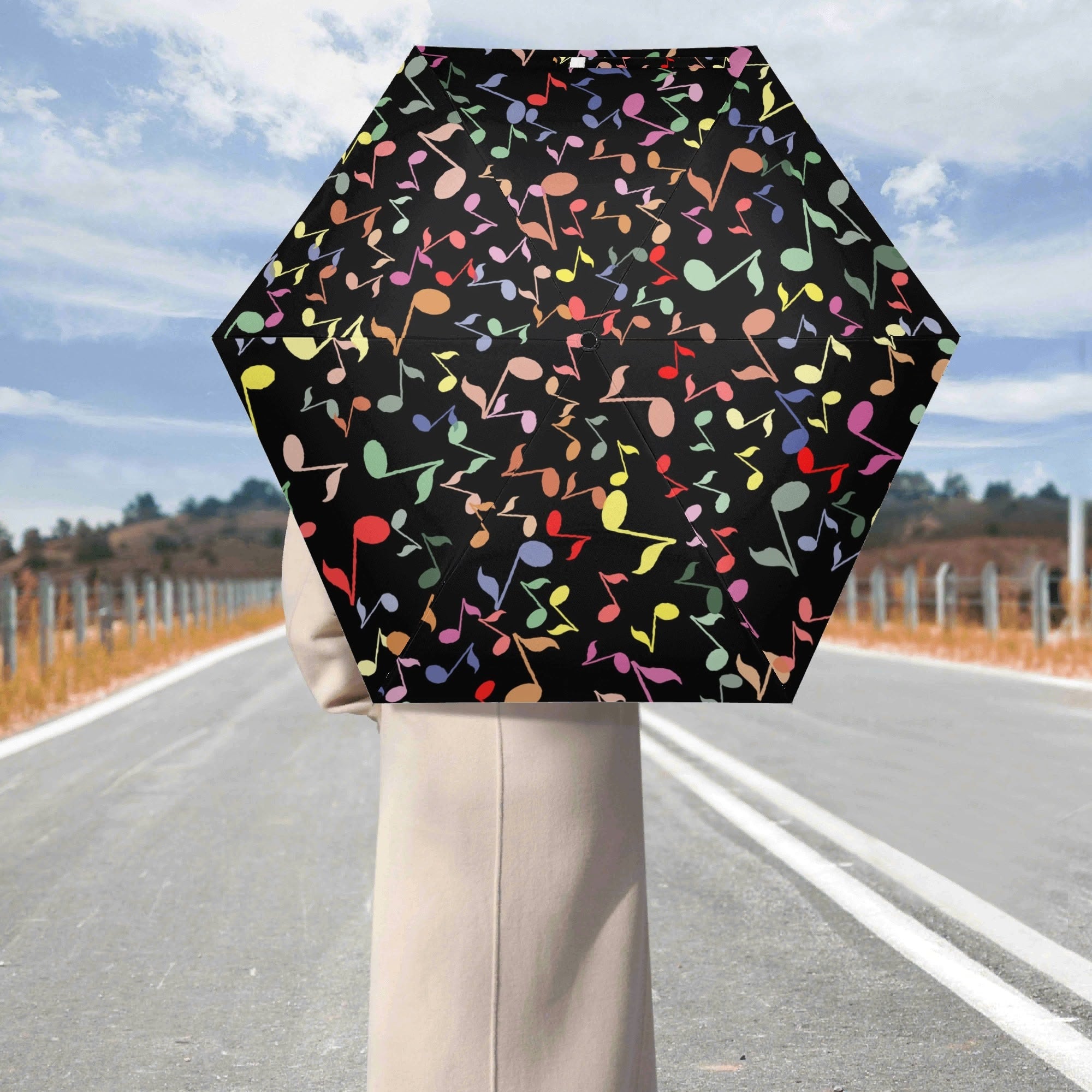 Quavers, Music Notes Compact Automatic Umbrella Compact Automatic Umbrella Music Printed Offshore