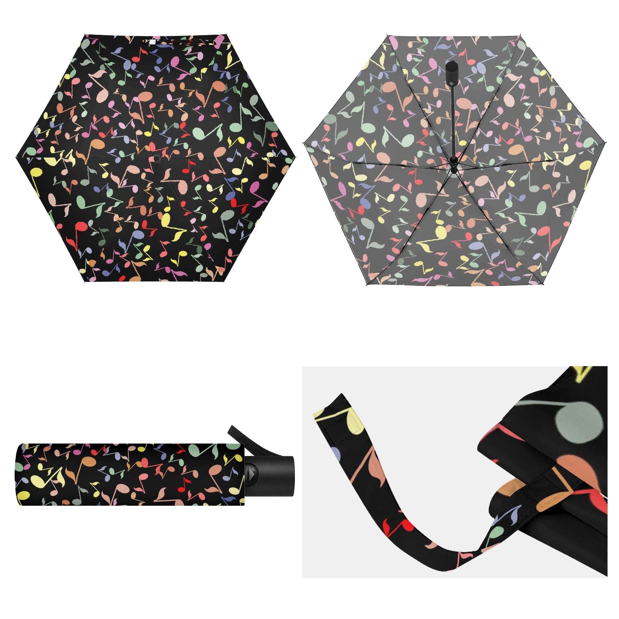 Quavers, Music Notes Compact Automatic Umbrella Compact Automatic Umbrella Music Printed Offshore