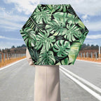 Jungle Leaves Compact Automatic Umbrella Compact Automatic Umbrella Plants Printed Offshore