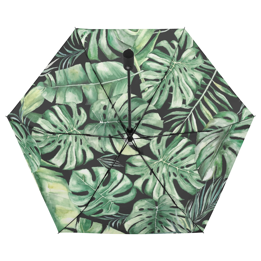 Jungle Leaves Compact Automatic Umbrella Compact Automatic Umbrella Plants Printed Offshore