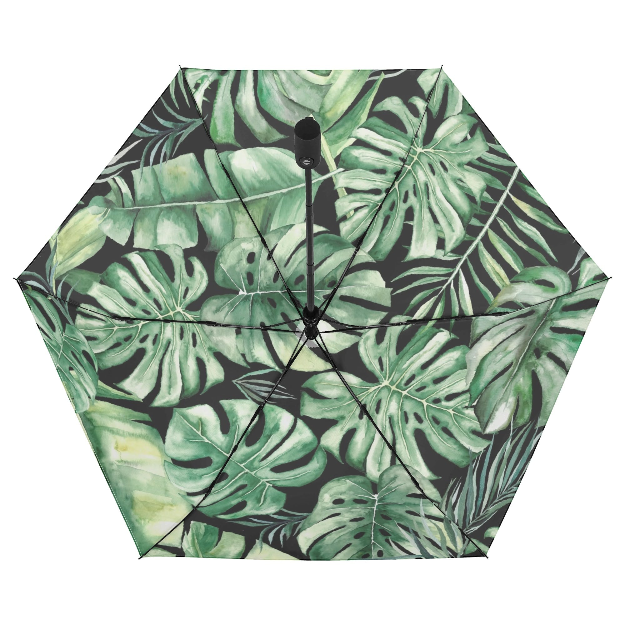 Jungle Leaves Compact Automatic Umbrella Compact Automatic Umbrella Plants Printed Offshore