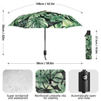 Jungle Leaves Compact Automatic Umbrella Compact Automatic Umbrella Plants Printed Offshore