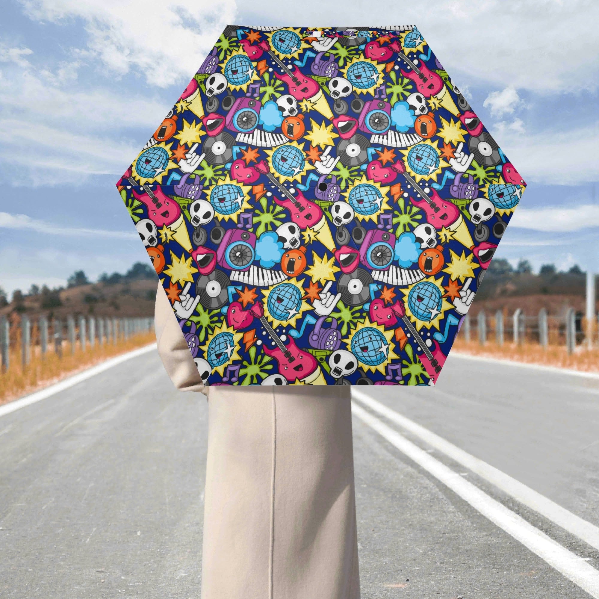 Sticker Music Compact Automatic Umbrella Compact Automatic Umbrella Music Printed Offshore