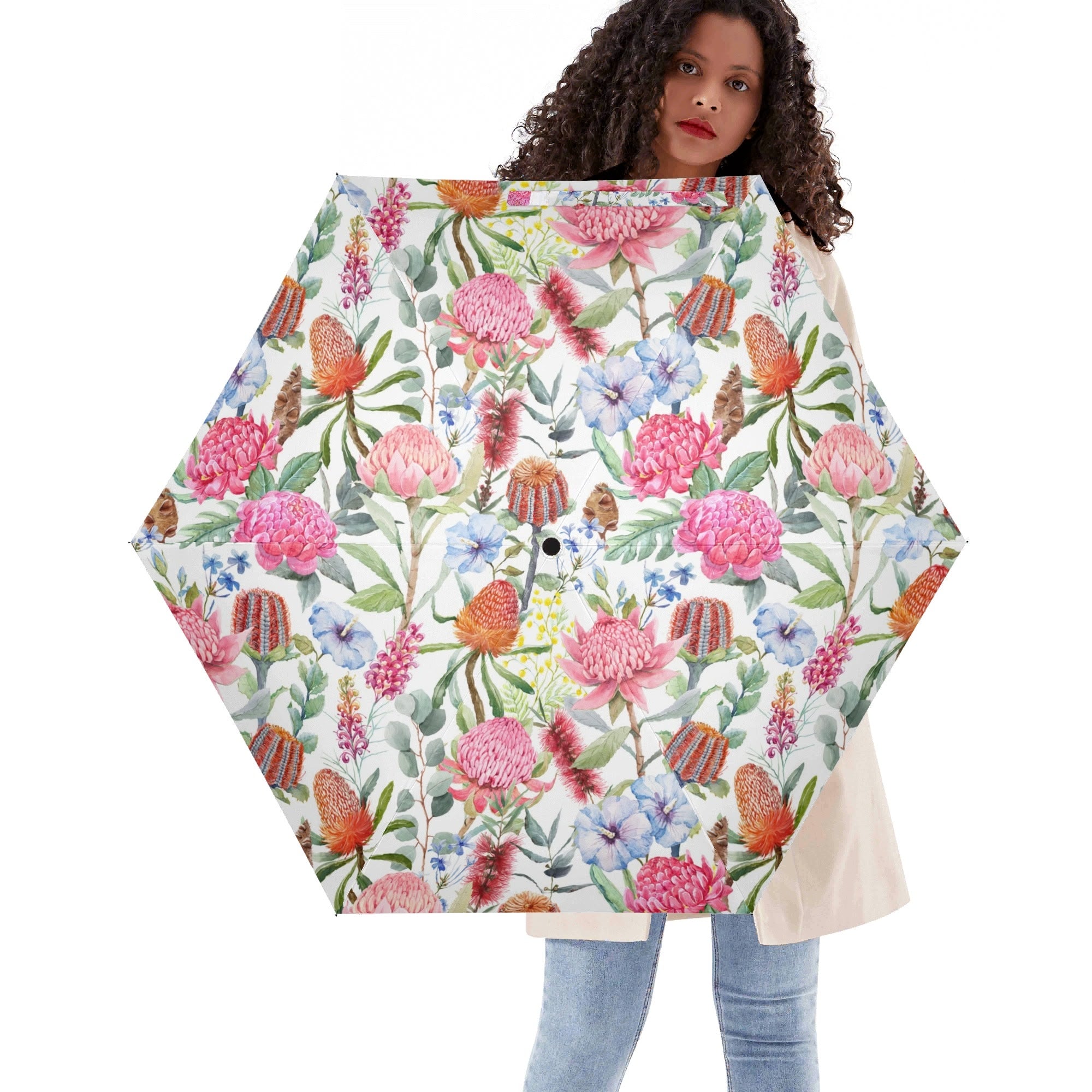 Australian Flowers Compact Automatic Umbrella Default Title Compact Automatic Umbrella Plants Printed Offshore