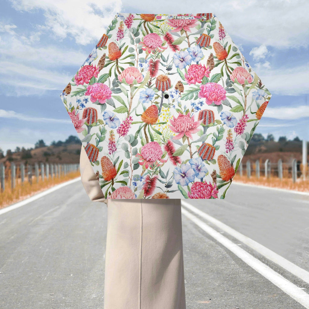 Australian Flowers Compact Automatic Umbrella Compact Automatic Umbrella Plants Printed Offshore
