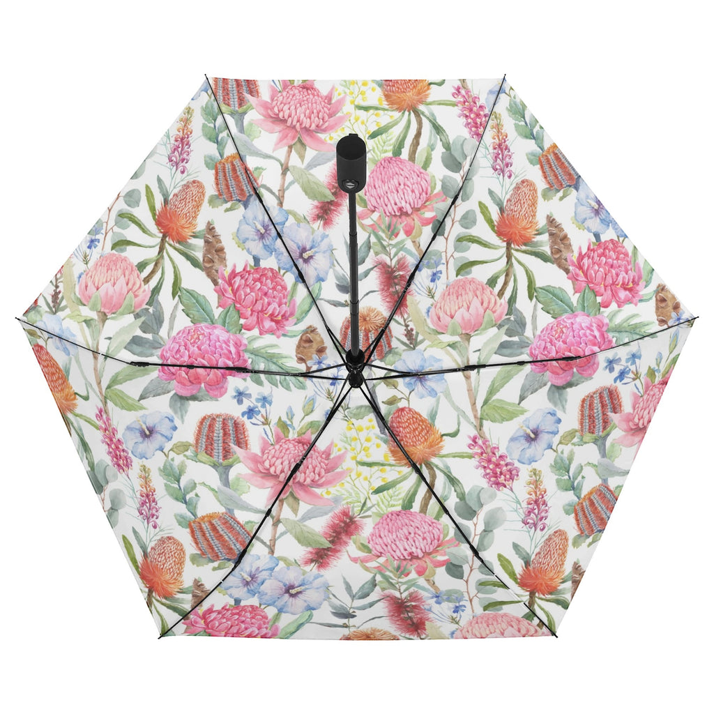 Australian Flowers Compact Automatic Umbrella Compact Automatic Umbrella Plants Printed Offshore