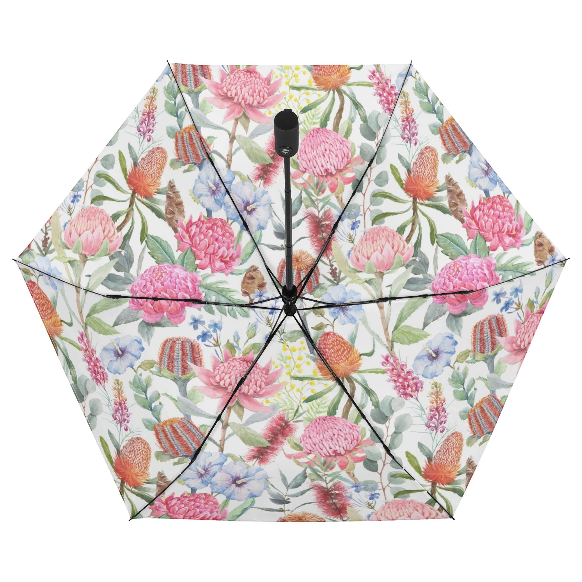 Australian Flowers Compact Automatic Umbrella Compact Automatic Umbrella Plants Printed Offshore