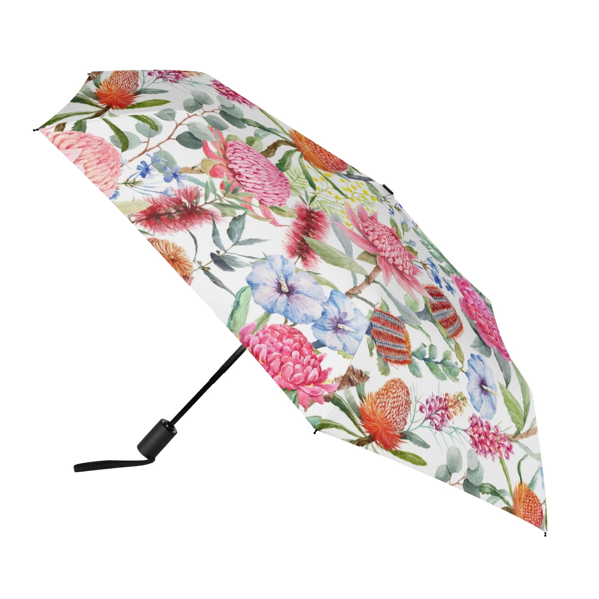 Australian Flowers Compact Automatic Umbrella Compact Automatic Umbrella Plants Printed Offshore