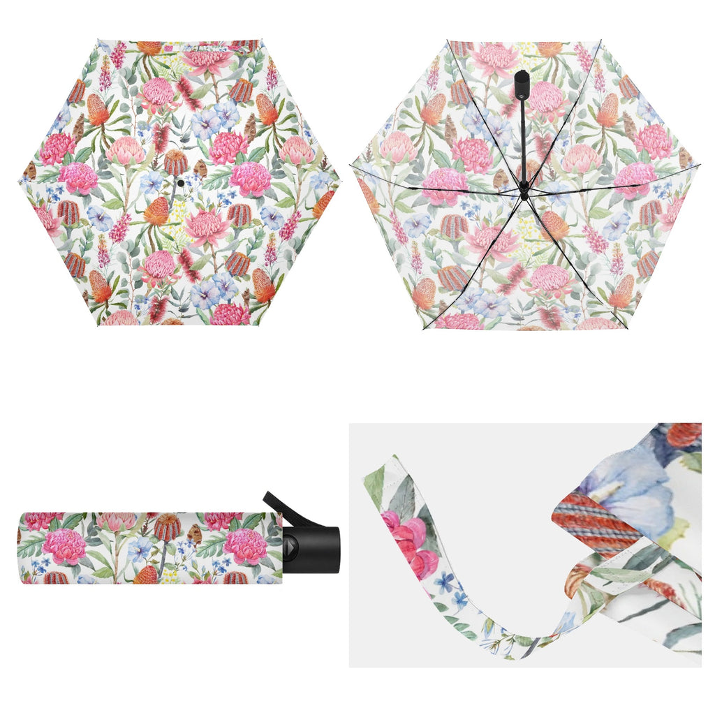 Australian Flowers Compact Automatic Umbrella Compact Automatic Umbrella Plants Printed Offshore