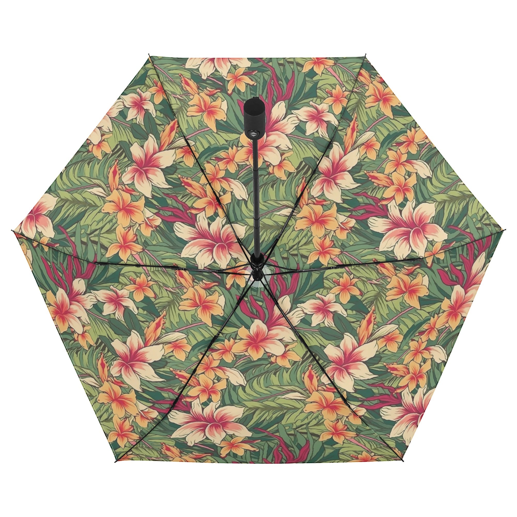 Vintage Hawaiian Floral Compact Automatic Umbrella Compact Automatic Umbrella Plants Printed Offshore