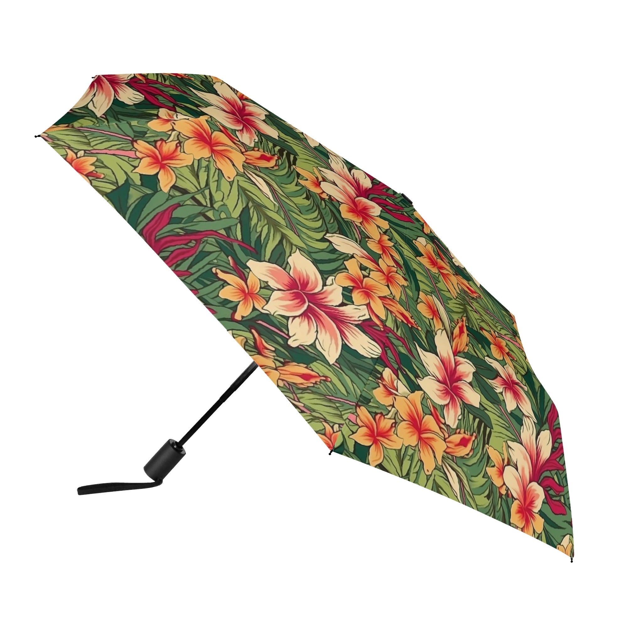 Vintage Hawaiian Floral Compact Automatic Umbrella Compact Automatic Umbrella Plants Printed Offshore