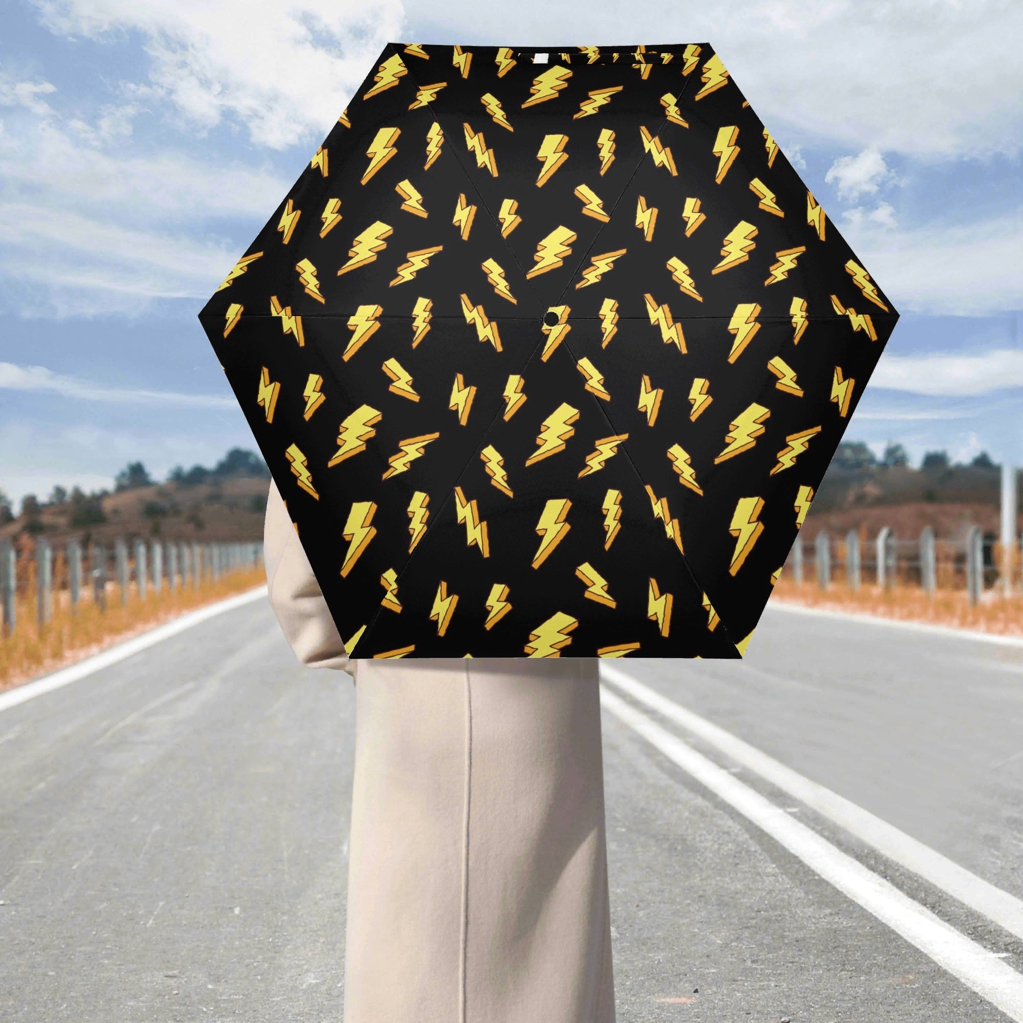 Lightning Bolts Compact Automatic Umbrella Compact Automatic Umbrella comic Printed Offshore