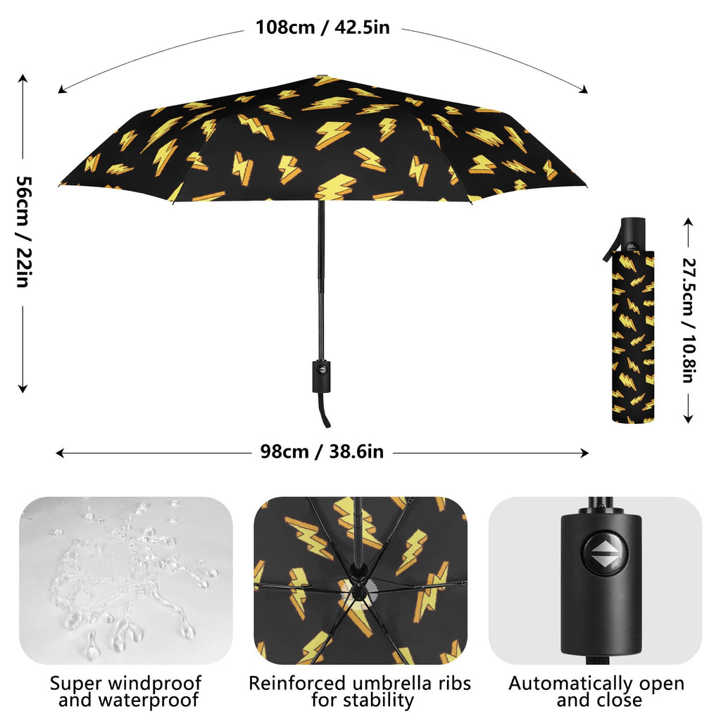 Lightning Bolts Compact Automatic Umbrella Compact Automatic Umbrella comic Printed Offshore