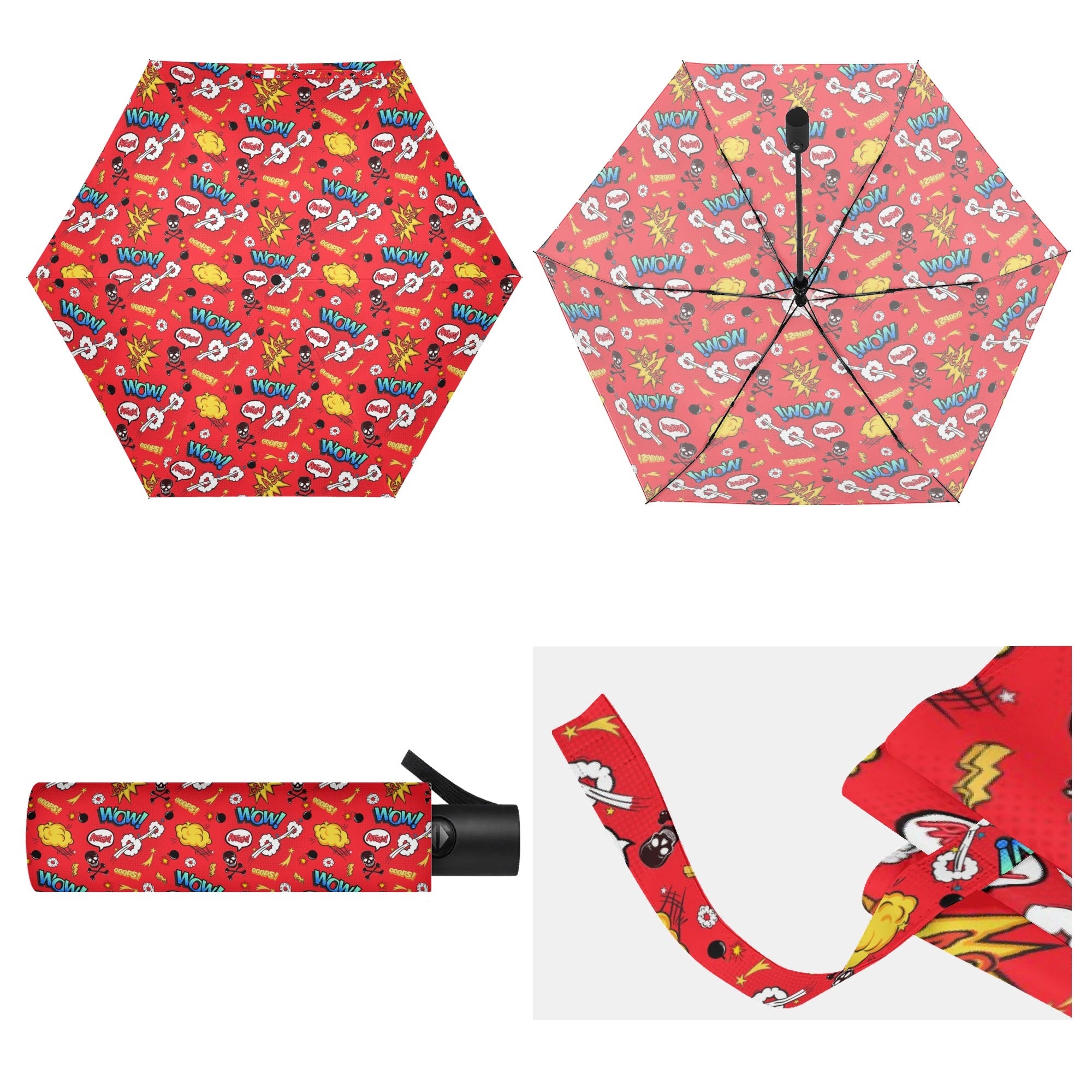 Comic Book Red Compact Automatic Umbrella Compact Automatic Umbrella comic Printed Offshore