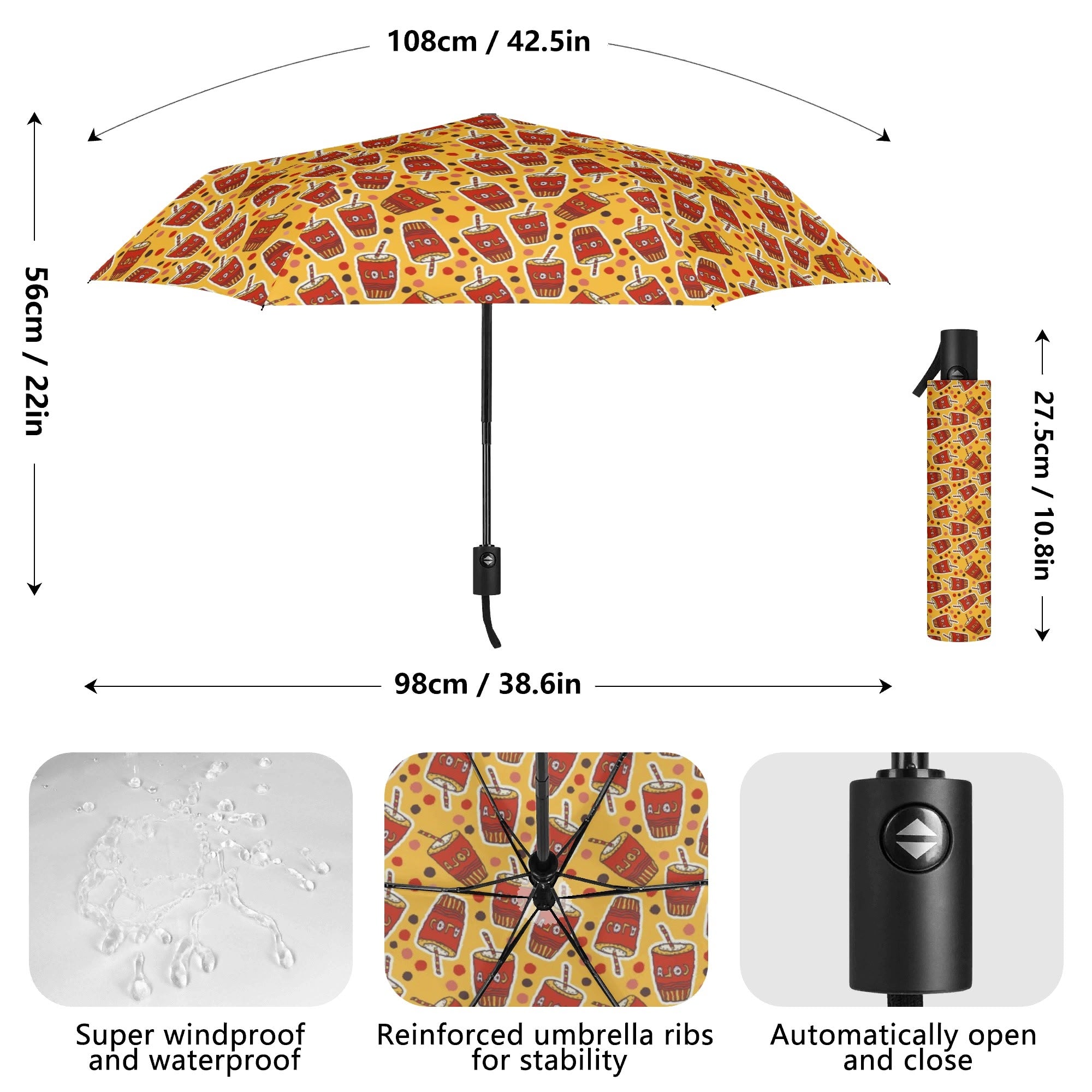 Cola Compact Automatic Umbrella Compact Automatic Umbrella Food Printed Offshore