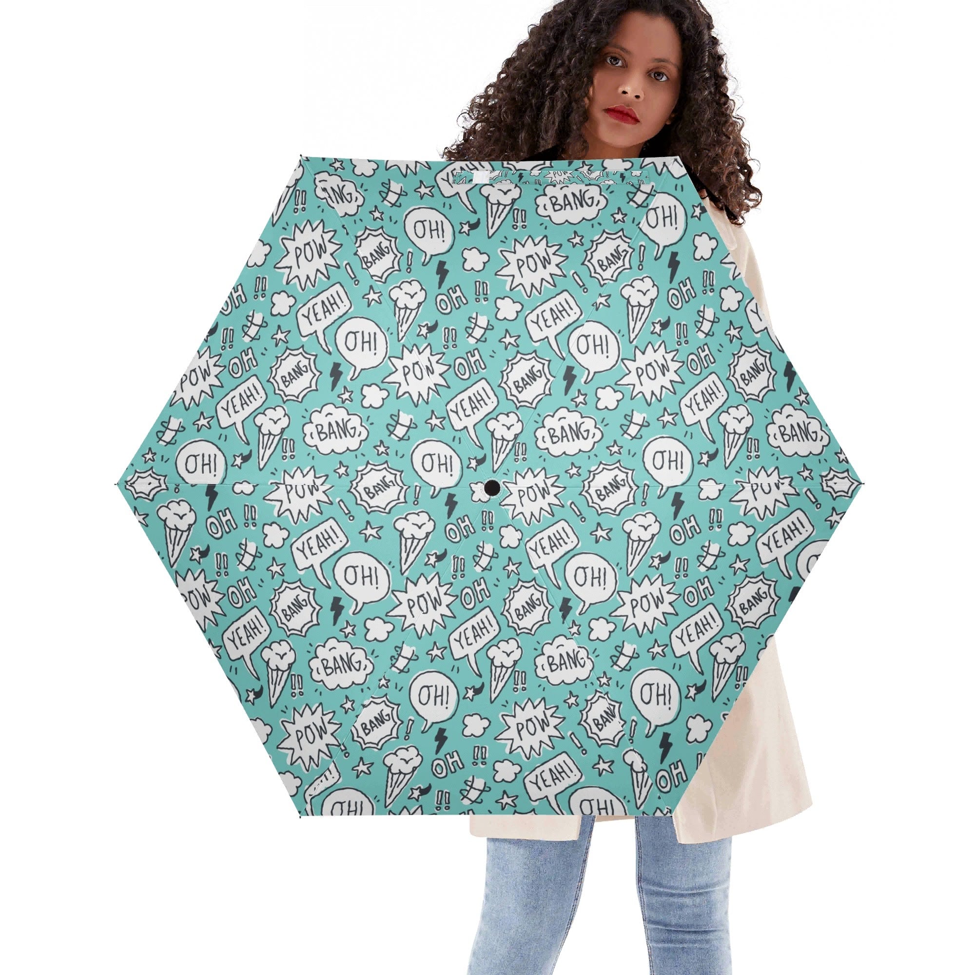 Comic Book Speech Bubbles Compact Automatic Umbrella Default Title Compact Automatic Umbrella comic Printed Offshore