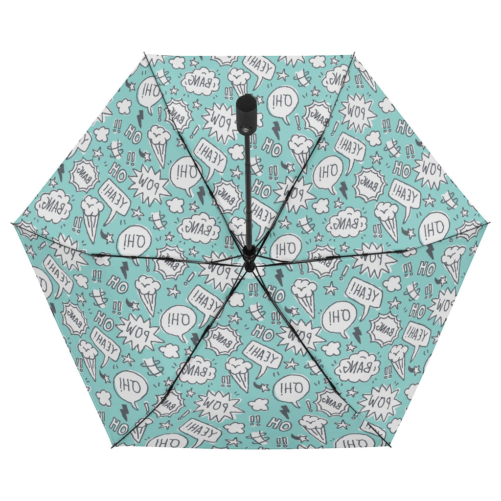 Comic Book Speech Bubbles Compact Automatic Umbrella Compact Automatic Umbrella comic Printed Offshore