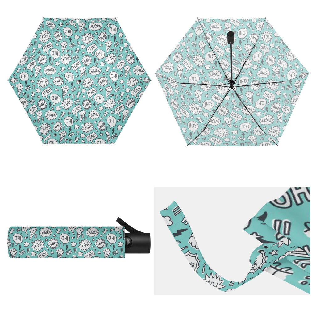 Comic Book Speech Bubbles Compact Automatic Umbrella Compact Automatic Umbrella comic Printed Offshore