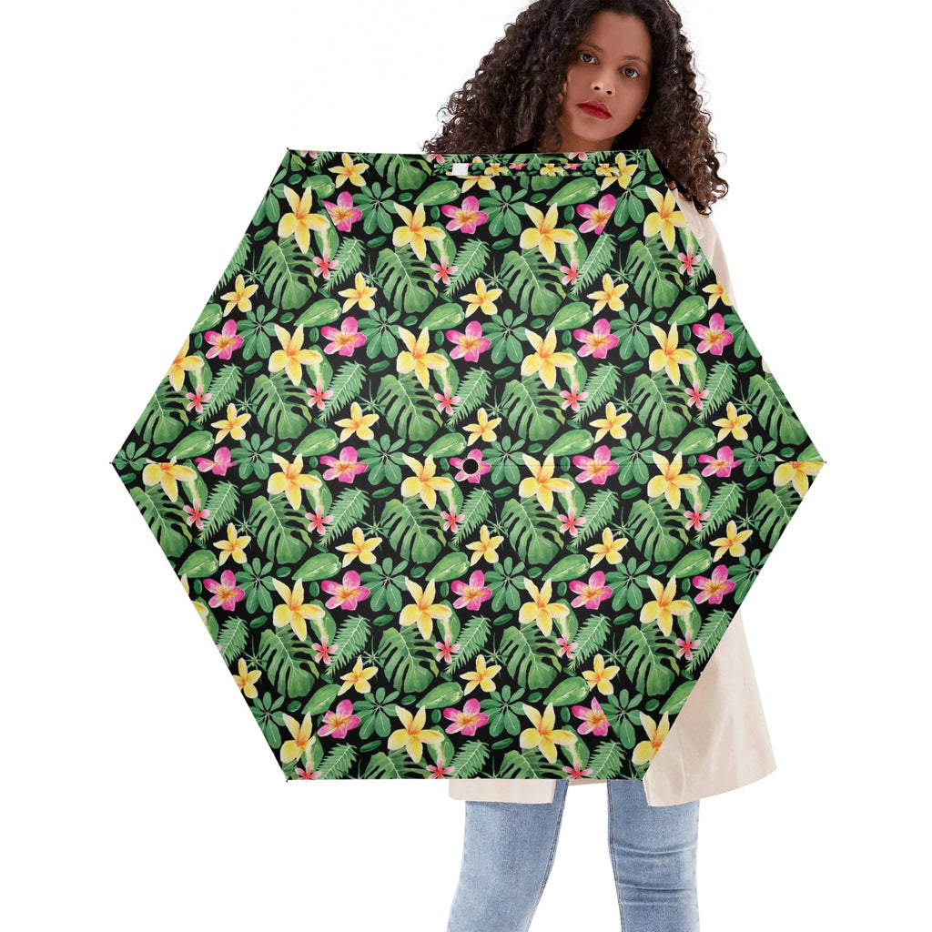 Frangipani Compact Automatic Umbrella Default Title Compact Automatic Umbrella Plants Printed Offshore