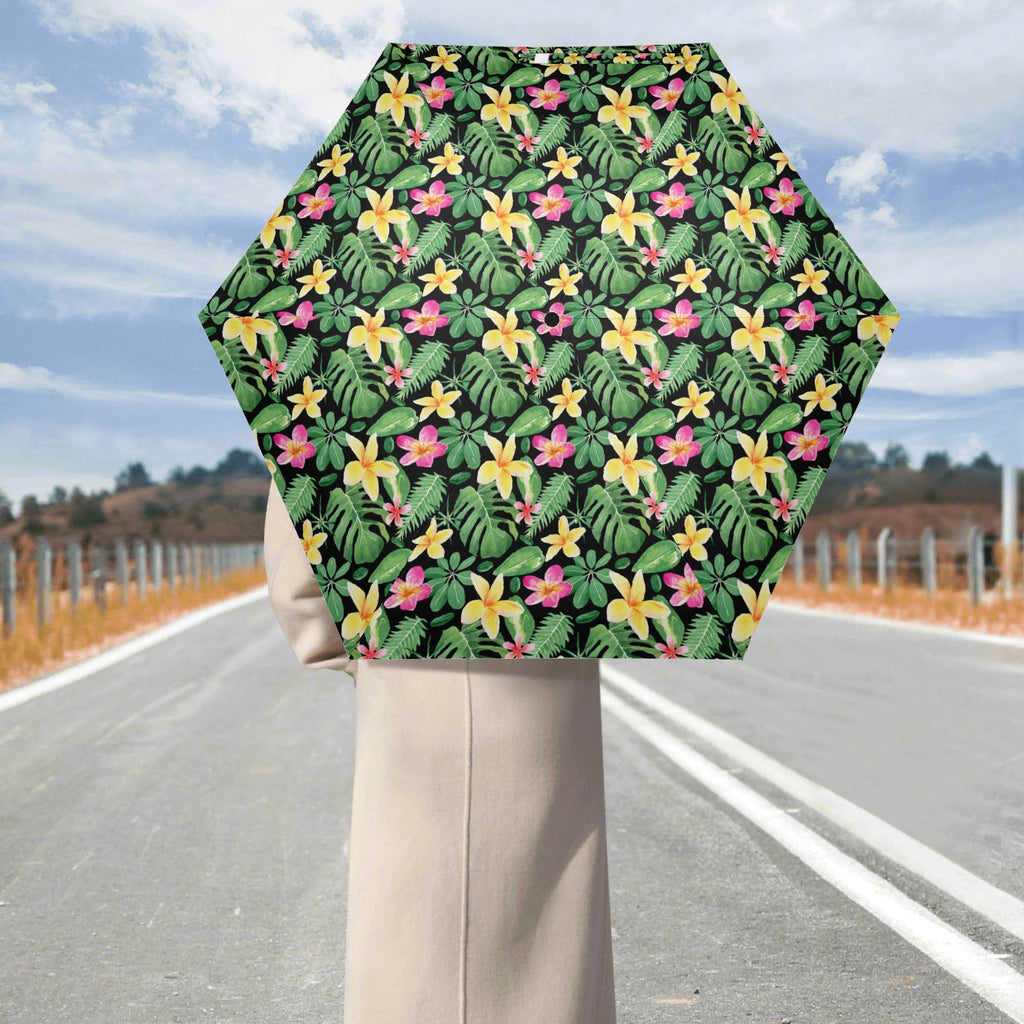 Frangipani Compact Automatic Umbrella Compact Automatic Umbrella Plants Printed Offshore