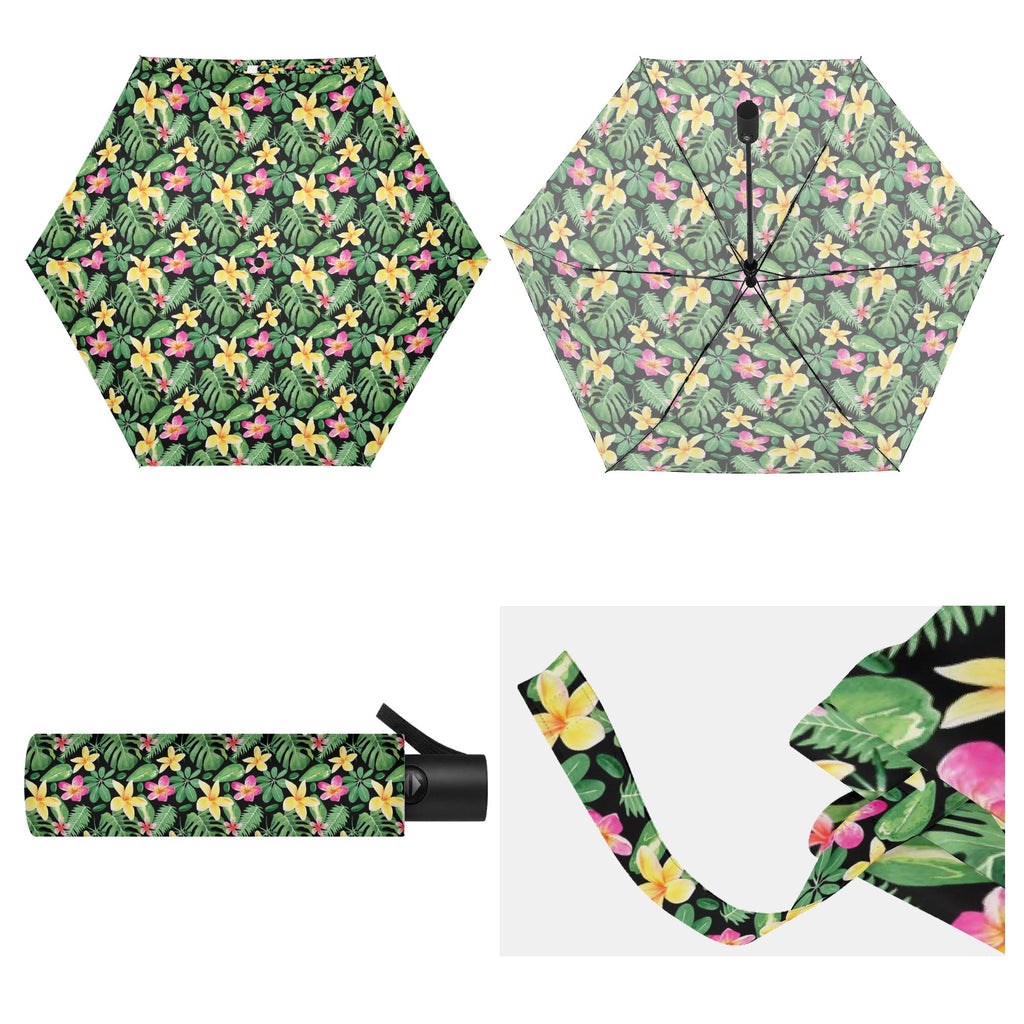 Frangipani Compact Automatic Umbrella Compact Automatic Umbrella Plants Printed Offshore