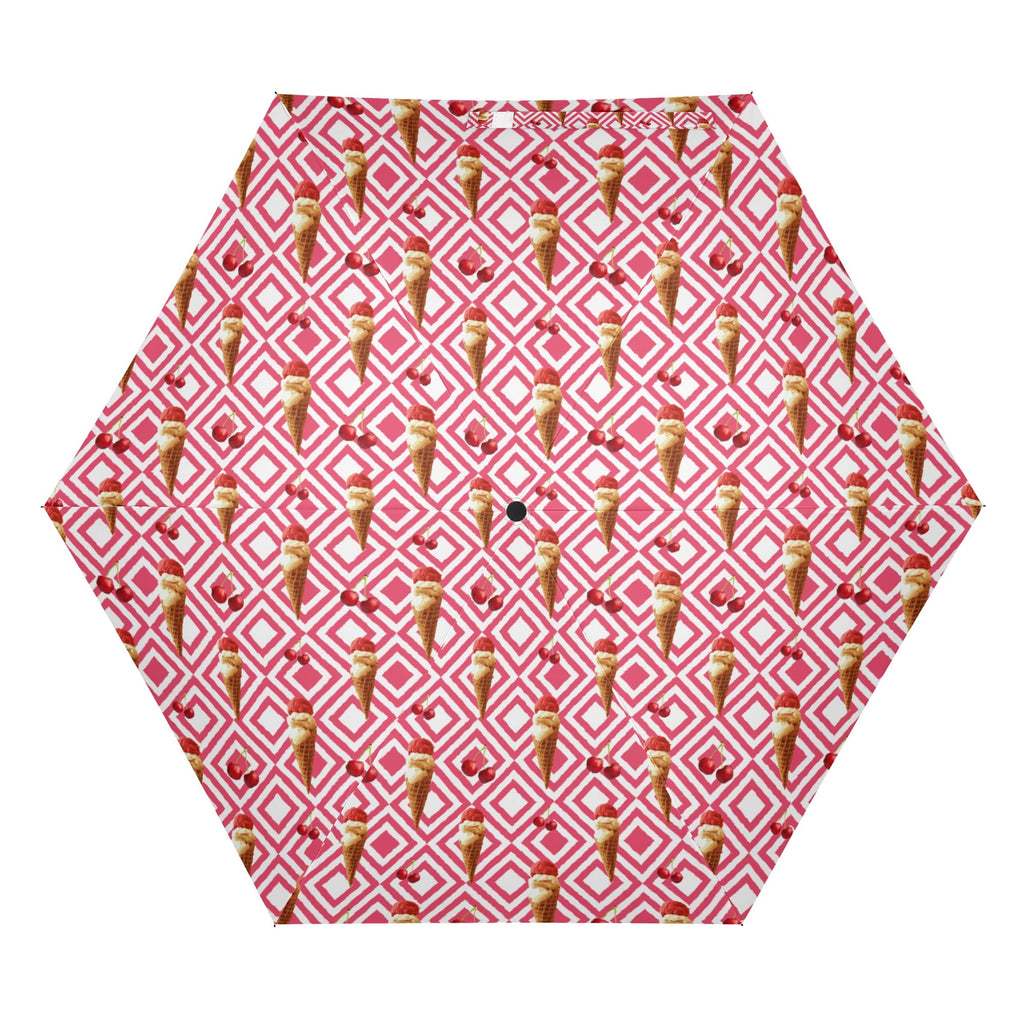 Cherry Ice Cream Compact Automatic Umbrella Compact Automatic Umbrella Food Printed Offshore