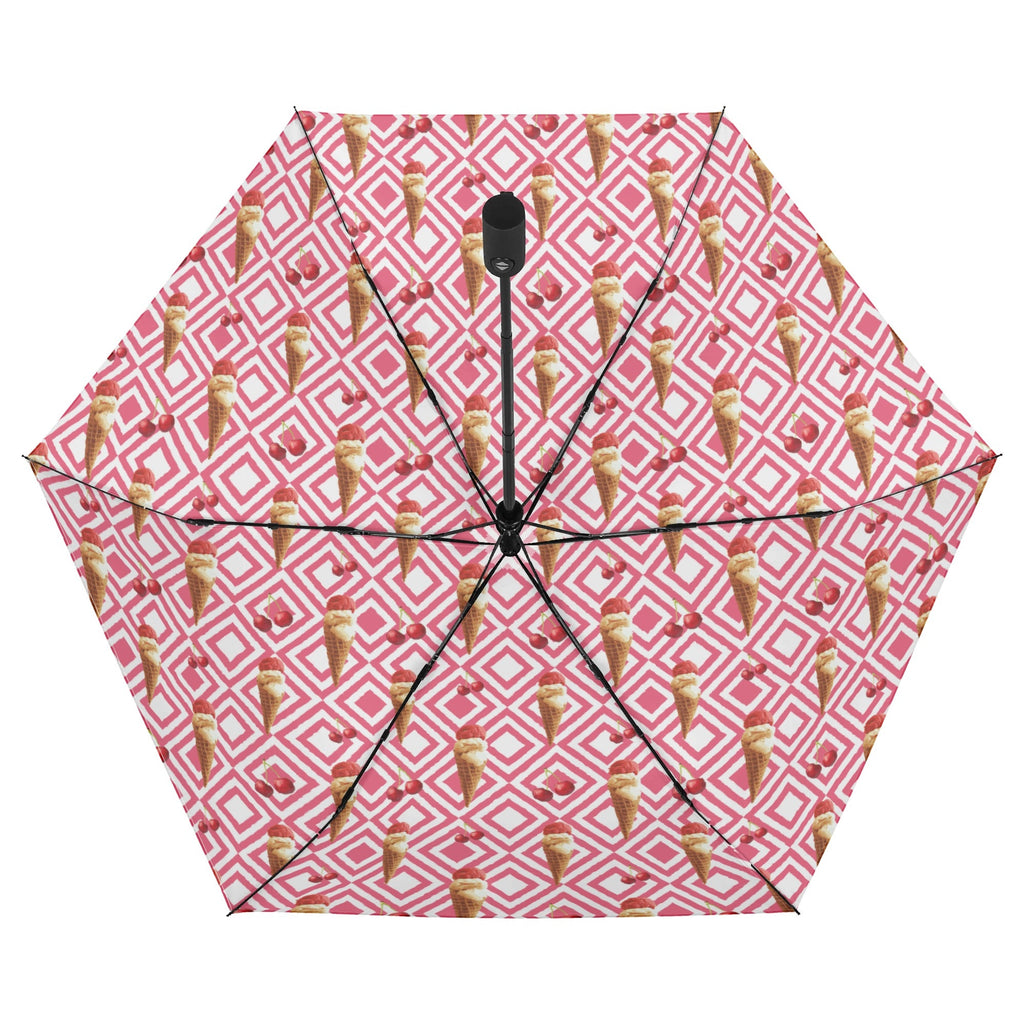 Cherry Ice Cream Compact Automatic Umbrella Compact Automatic Umbrella Food Printed Offshore