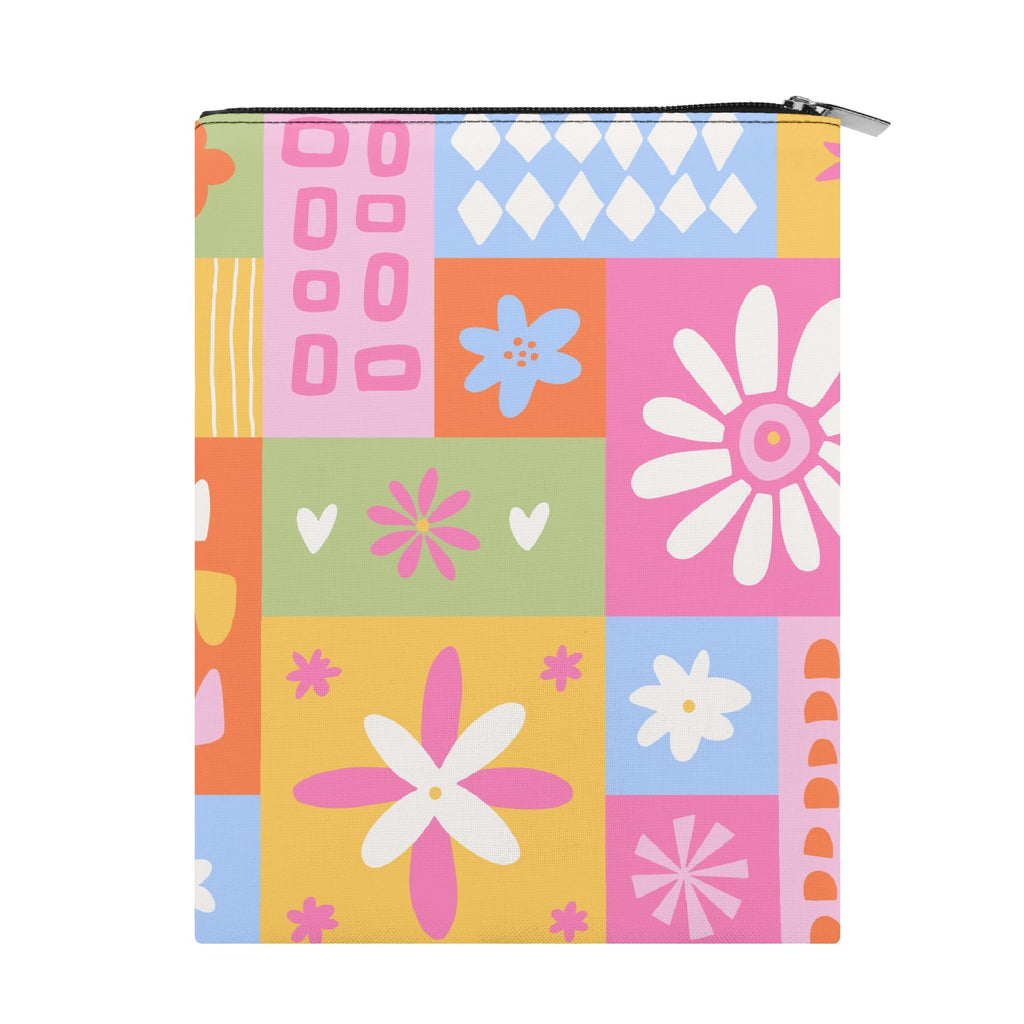 Personalised Patchwork Flowers Book Sleeve / Book Cover Protector with Zipper Personalised Book Sleeve / Cover Plants Printed Offshore