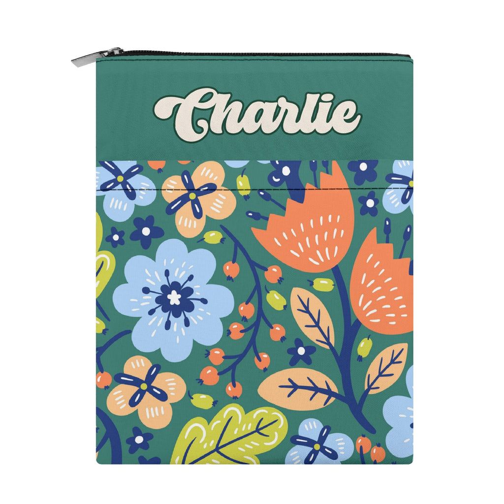 Personalised Boho Flowers Book Sleeve / Book Cover Protector with Zipper Personalised Book Sleeve / Cover Plants Printed Offshore