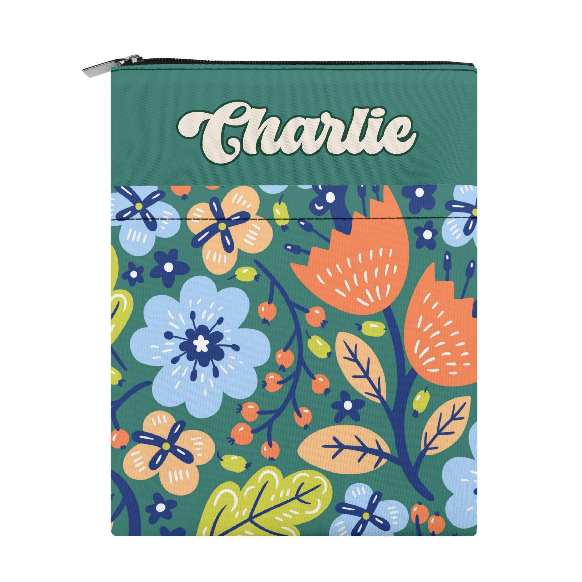 Personalised Boho Flowers Book Sleeve / Book Cover Protector with Zipper Personalised Book Sleeve / Cover Plants Printed Offshore