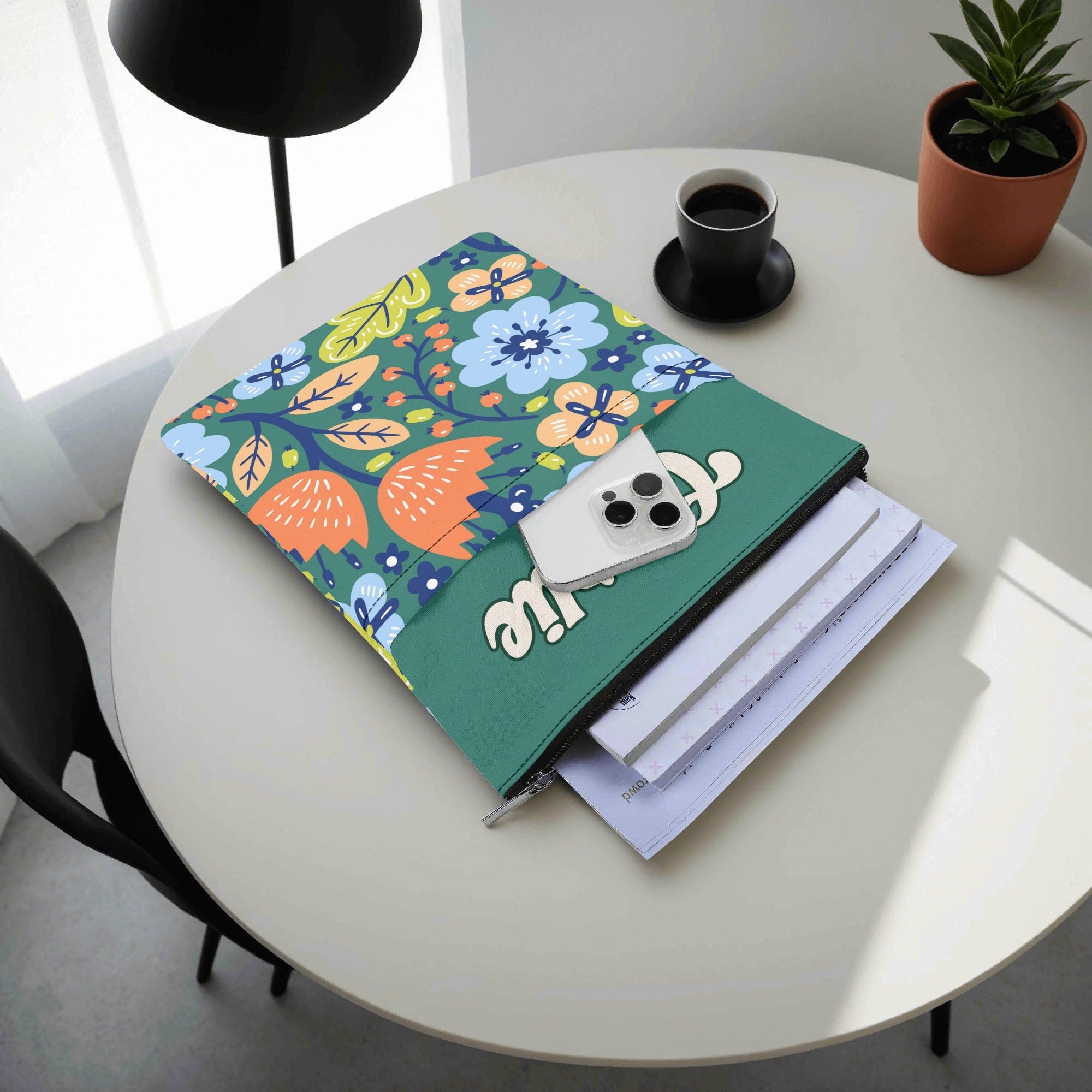 Personalised Boho Flowers Book Sleeve / Book Cover Protector with Zipper Personalised Book Sleeve / Cover Plants Printed Offshore