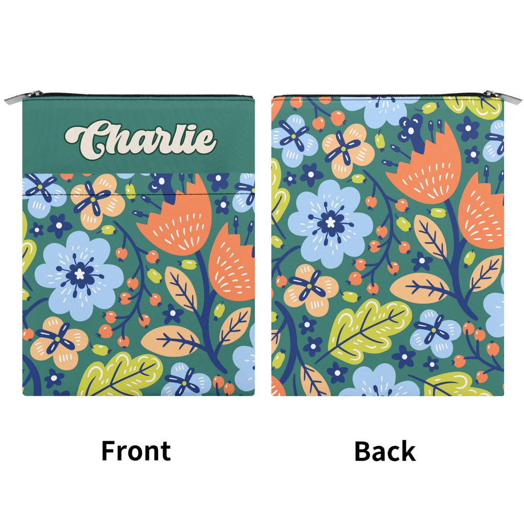 Personalised Boho Flowers Book Sleeve / Book Cover Protector with Zipper Personalised Book Sleeve / Cover Plants Printed Offshore