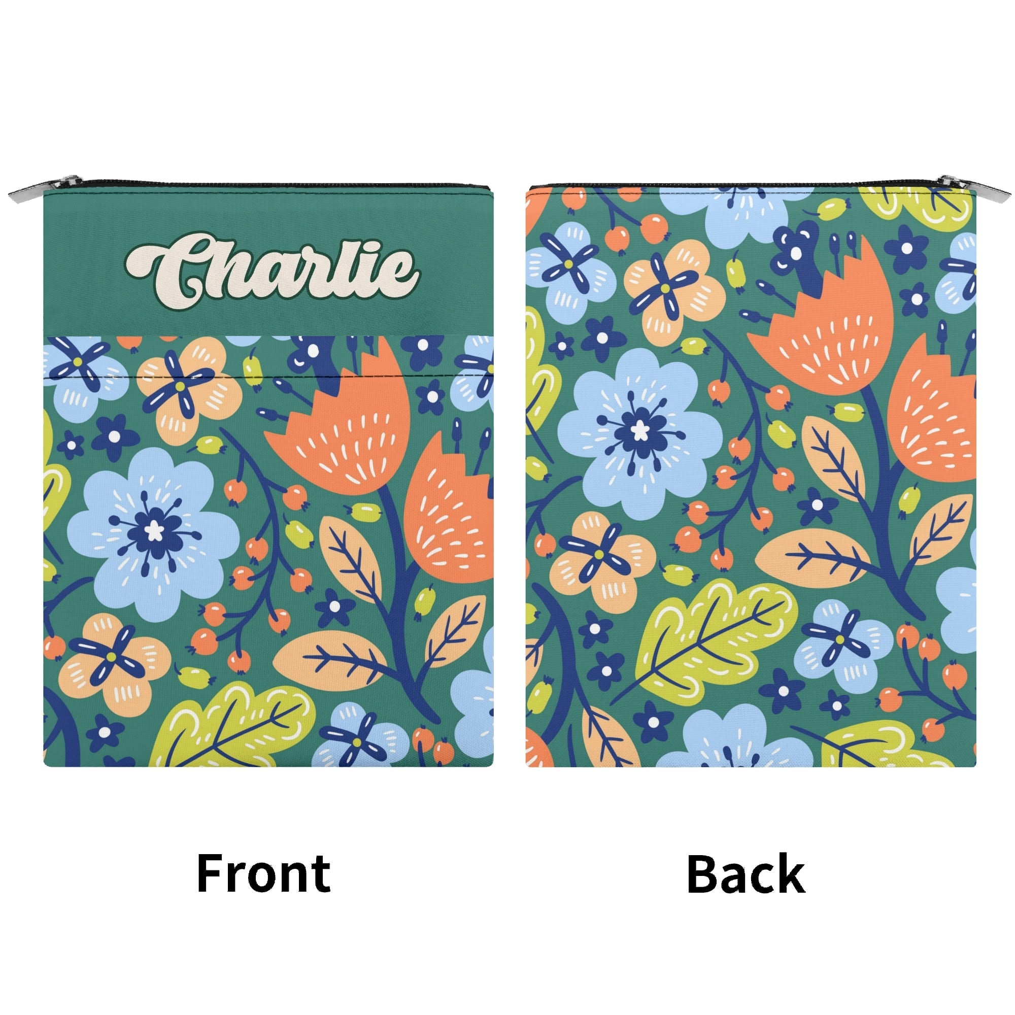 Personalised Boho Flowers Book Sleeve / Book Cover Protector with Zipper Personalised Book Sleeve / Cover Plants Printed Offshore